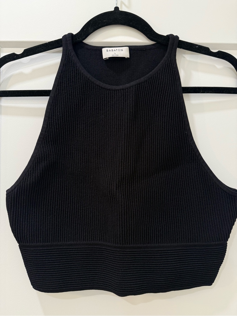 Aritzia Babaton Sculpt Knit High Neck Black Tank